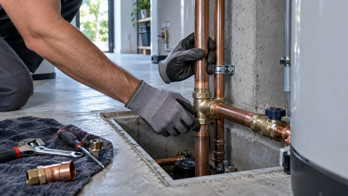 Illustration of a residential pipe repair detail